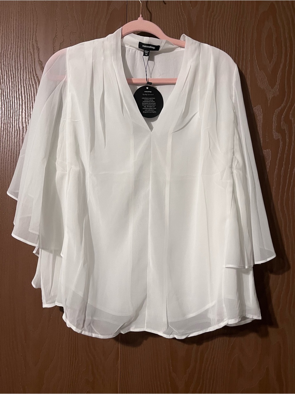 mittoshop White Layered Chiffon V-Neck Blouse